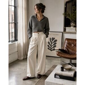 Tic Toc Gray Cropped Collared Knit Sweater Womens Small Chunky Rib Cozycore‎